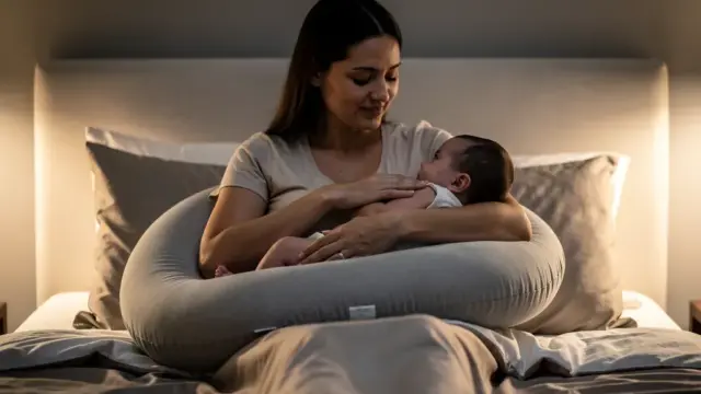 Bequemes nächtliches Stillen mit ergonomischem Kissen für optimalen Komfort und Unterstützung
