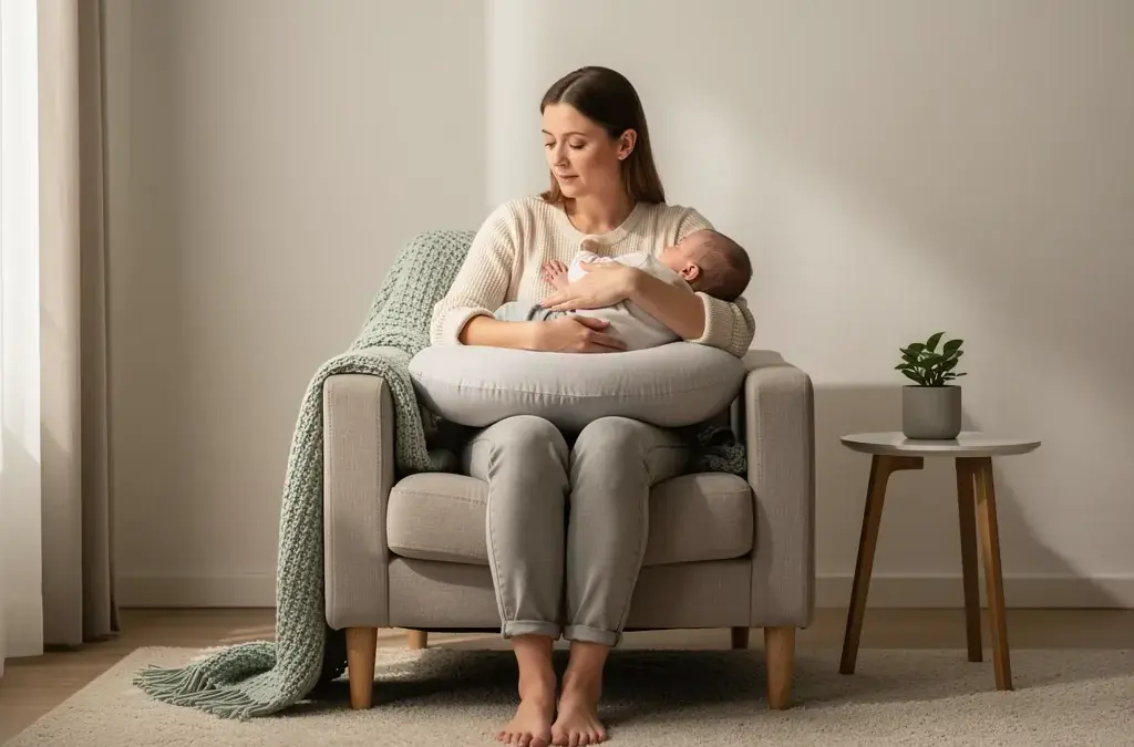 Ergonomische Stillposition zur Linderung von Rückenschmerzen beim Stillen
