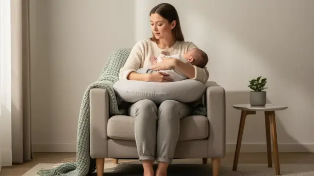 Ergonomische Stillposition zur Linderung von Rückenschmerzen beim Stillen