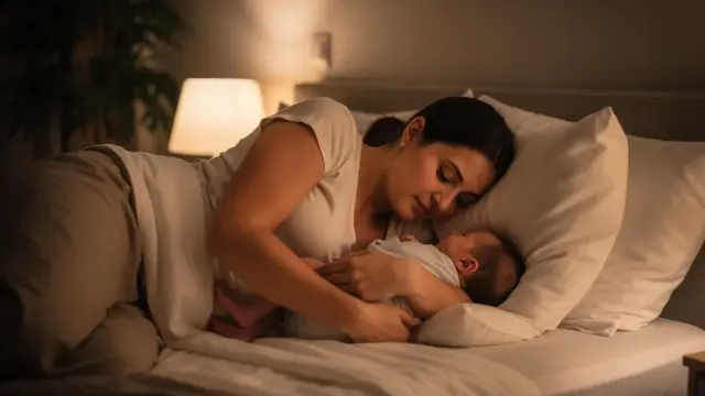 Schlafposition im Wochenbett für erholsame Nächte mit Baby und weniger Atemprobleme