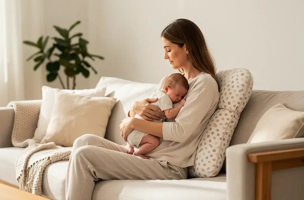 Stillkissen Rückbildung unterstützt Mütter bei ergonomischem Stillen und muskulärer Entspannung
