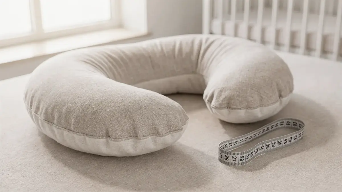 Stillkissen in einem hellen Kinderzimmer mit Maßband zur Größenbestimmung