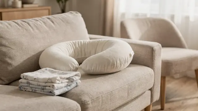 Stillkissen auf Sofa im Stillzimmer, passend zum Thema Stillen richtig benutzen