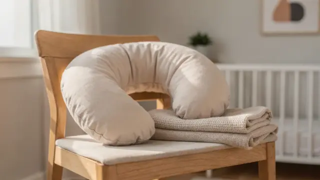 Stillkissen im hellen Kinderzimmer als Thema zur sicheren Nutzung bei Neugeborenen