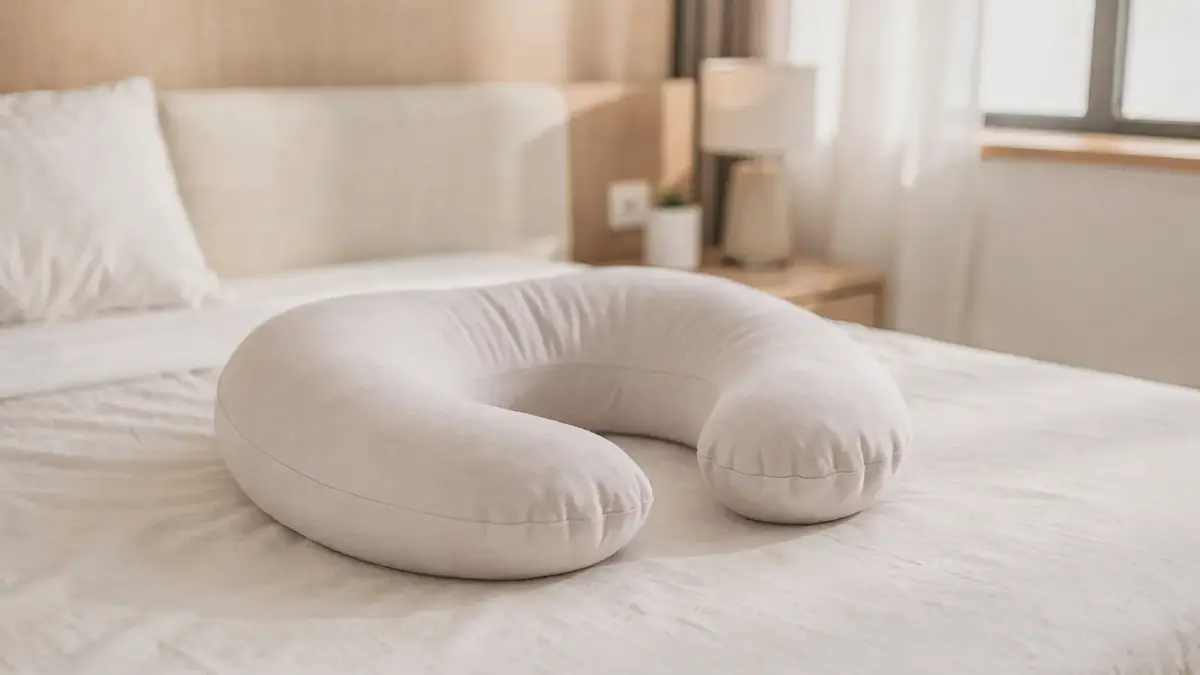 Schwangerschaftskissen für Bauchschläfer auf einem Bett mit ergonomischer Aussparung zur Entlastung