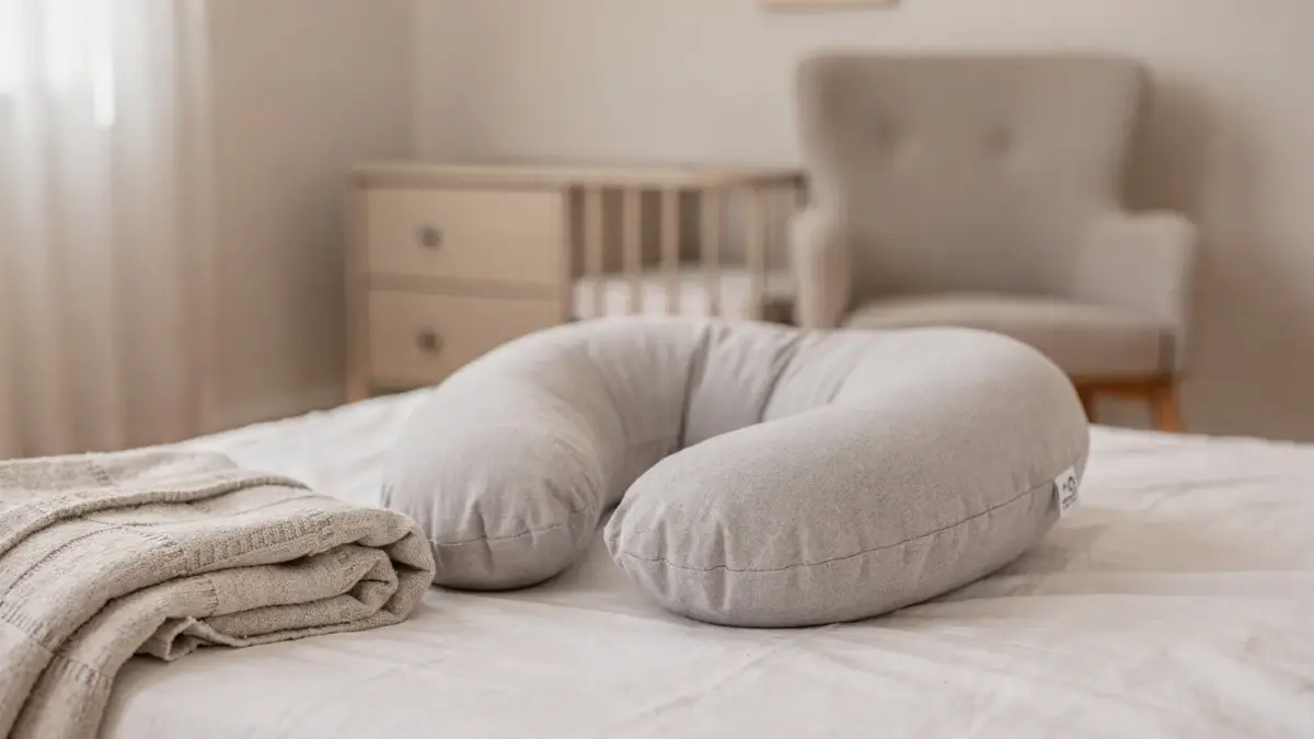 Stillkissen auf einem Bett zur Unterstützung der richtigen Anlegeposition beim Stillen