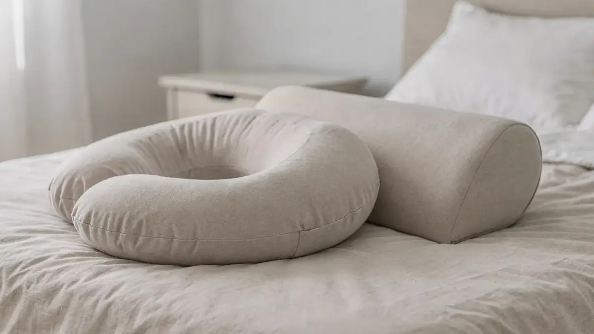 Stillkissen und Lagerungskissen auf einem Bett als Vergleich für den Artikel über den Unterschied