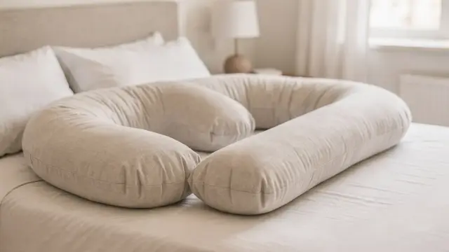 Seitenschläferkissen und Schwangerschaftskissen auf einem Bett im Vergleich