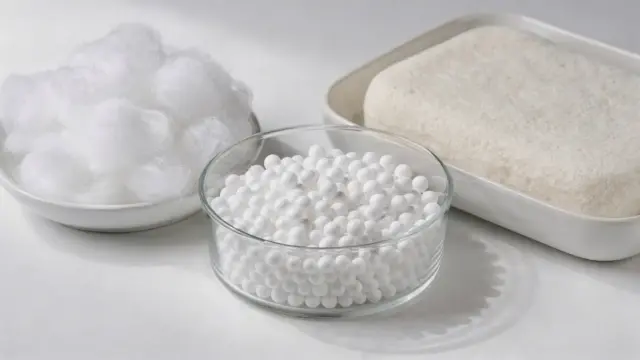 Auswahl hygienischer Stillkissen-Füllungen für Allergiker in sauberer Studioaufnahme