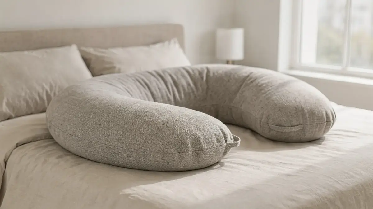 Robustes Schwangerschaftskissen auf einem Bett – Alltagstauglichkeit und Haltbarkeit im Fokus