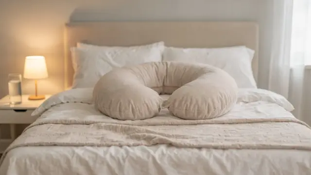 Schlafzimmer mit Kissen und Bett für das Thema Schlafstörungen in der Schwangerschaft