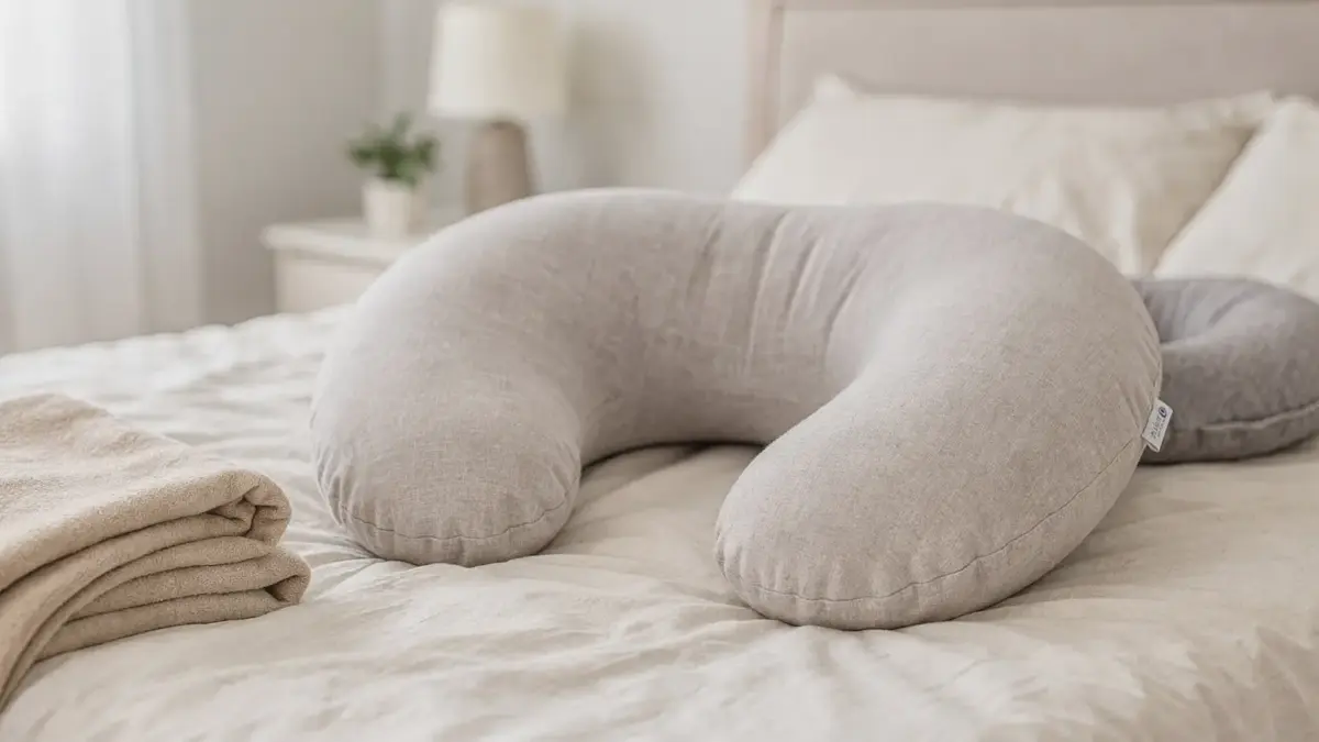 Lagerungskissen auf einem Bett als Stütze in Schwangerschaft, Stillzeit und Wochenbett