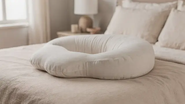 Seitenlage-Kissen in der Schwangerschaft auf einem Bett zur richtigen Lagerung