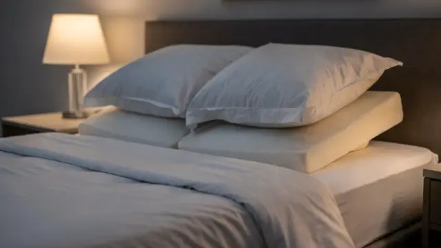 Bett mit Kissen zur Oberkörperhochlagerung bei Sodbrennen in der Nacht