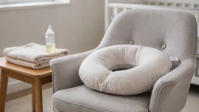 Stillpositionen mit Kissen: Stillkissen auf einem Sessel in heller Babyzimmer-Umgebung