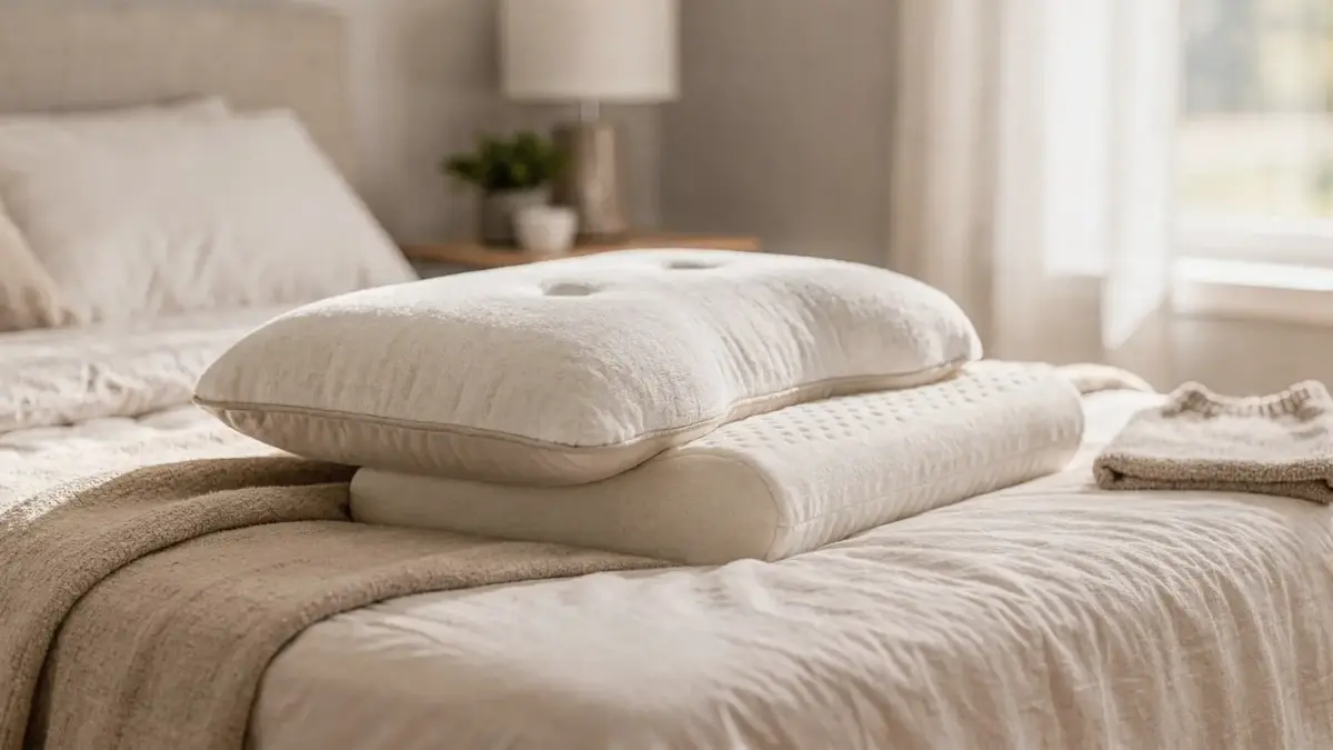 Seitlage mit Kissen auf dem Bett: Schlafposition mit Kissen zwischen den Knien und Kopfkissen