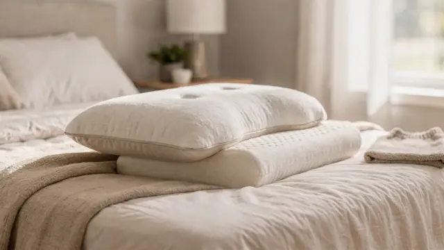 Seitlage mit Kissen auf dem Bett: Schlafposition mit Kissen zwischen den Knien und Kopfkissen