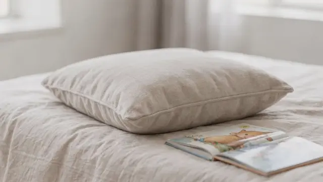 Lesekissen auf Sofa mit Buch im hellen Wohnraum für den Artikel zu Lesekissen für Kinder